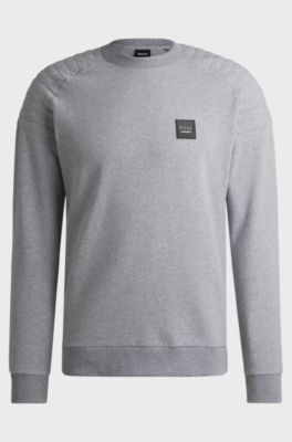 Equestrian stretch-cotton sweatshirt with shoulder stitching, Silver