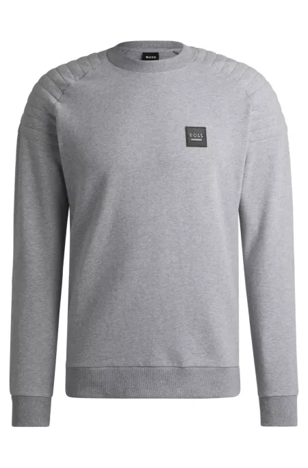 Equestrian stretch-cotton sweatshirt with shoulder stitching