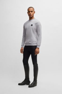 Equestrian stretch-cotton sweatshirt with shoulder stitching, Silver
