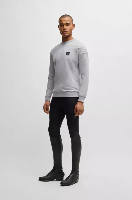 Equestrian stretch-cotton sweatshirt with shoulder stitching
