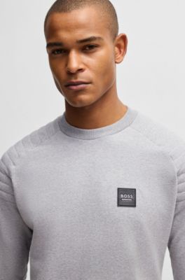 Equestrian stretch-cotton sweatshirt with shoulder stitching, Silver