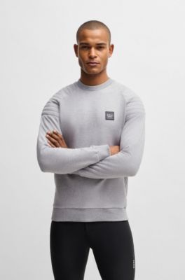 Equestrian stretch-cotton sweatshirt with shoulder stitching, Silver