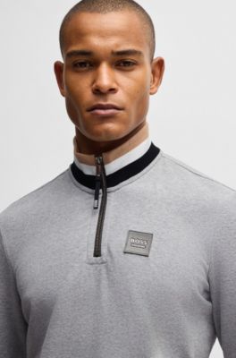 Sweatshirt in troyer-stijl van stretchkatoen, voor de ruitersport, Zilver