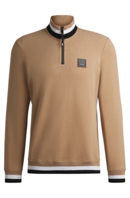 Equestrian troyer sweatshirt in stretch cotton, Beige