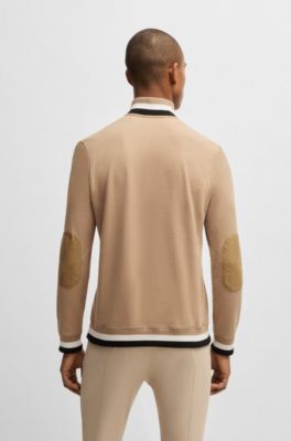 Equestrian troyer sweatshirt in stretch cotton, Beige