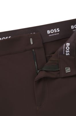 Equestrian slim-fit knee-grip breeches, Dark Brown
