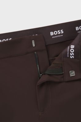 Equestrian slim-fit knee-grip breeches, Dark Brown