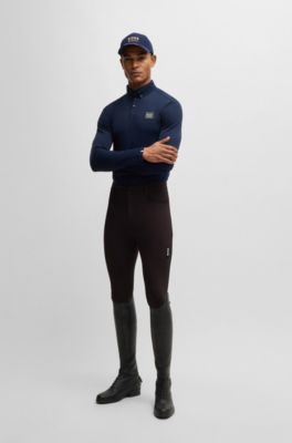 Equestrian slim-fit knee-grip breeches, Dark Brown