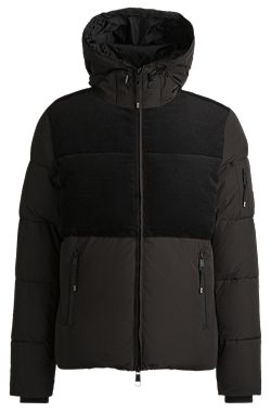 Equestrian waterproof jacket with corduroy details