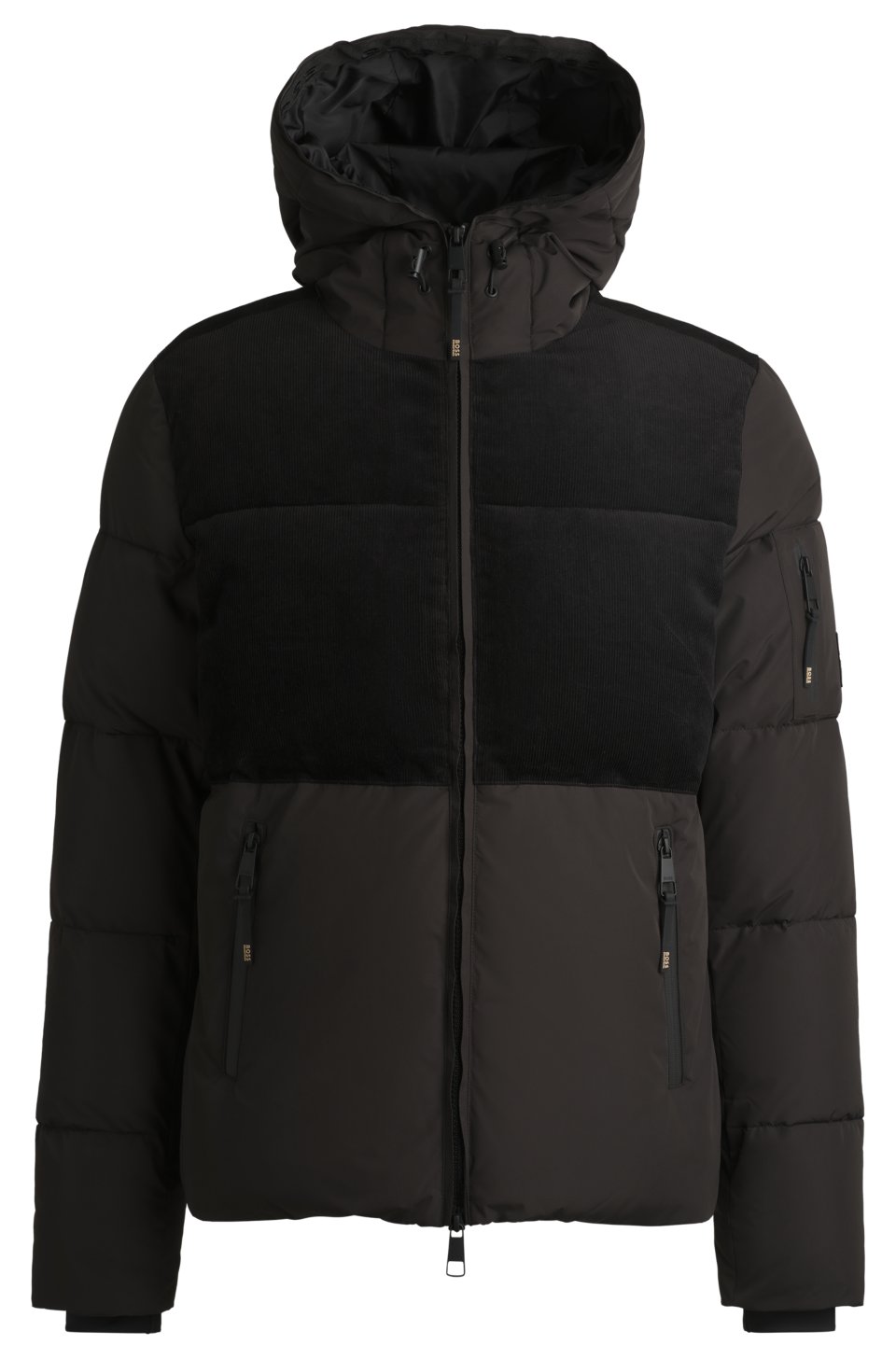 Equestrian waterproof jacket with corduroy details