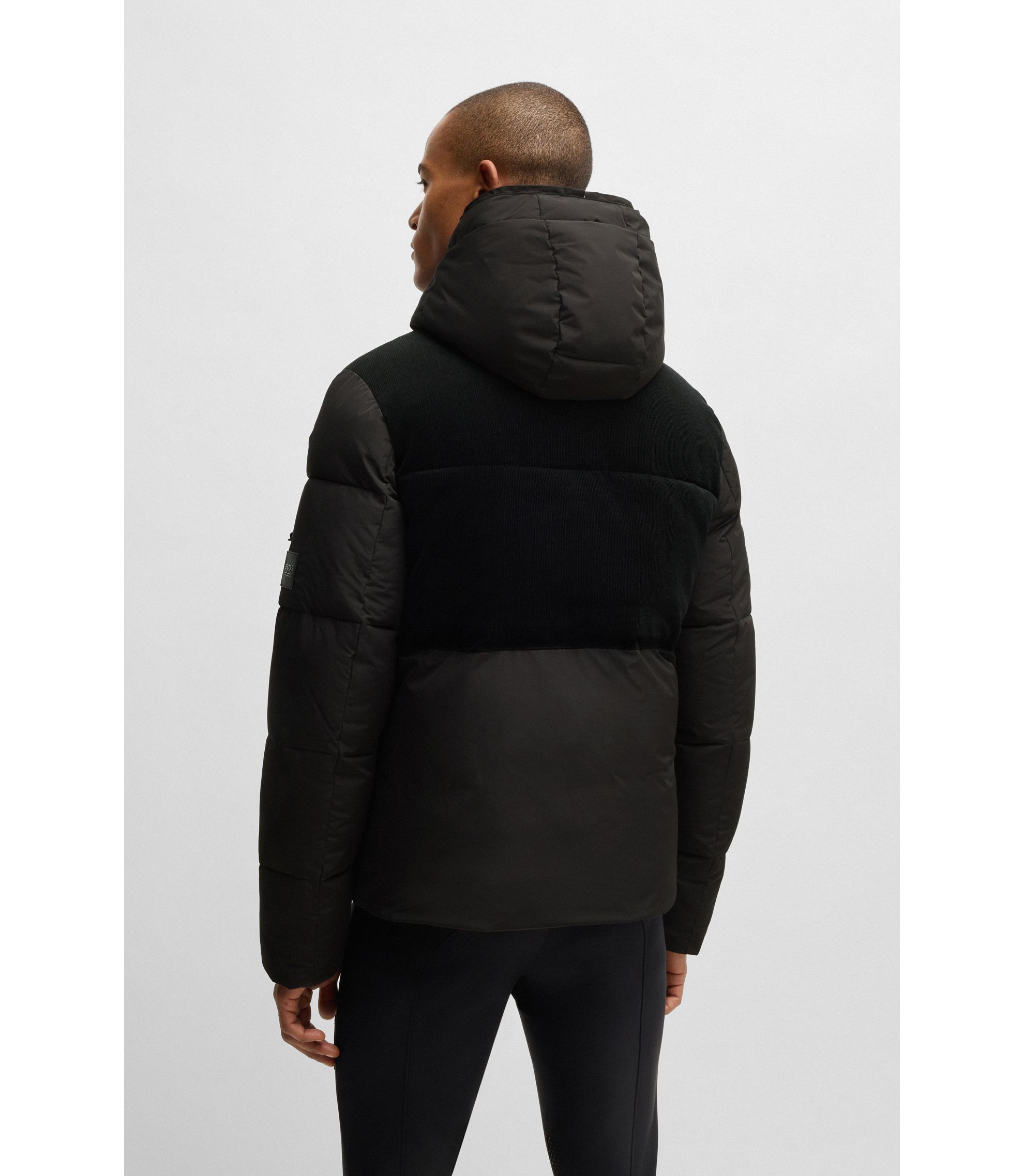 BOSS - Equestrian waterproof jacket with corduroy details - Black