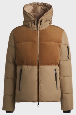 Giubbotto impermeabile da equitazione con dettagli in velluto a coste, Beige