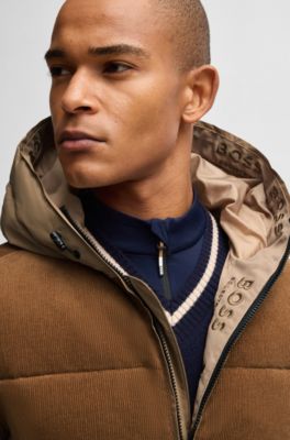 Equestrian waterproof jacket with corduroy details, Beige