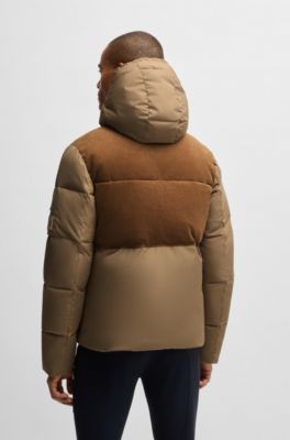 Equestrian waterproof jacket with corduroy details, Beige