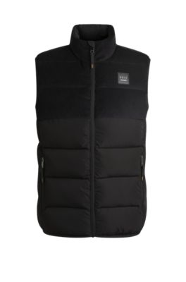 Equestrian waterproof padded gilet with panel , Black