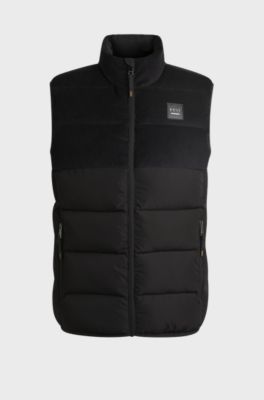 Equestrian waterproof padded gilet with panel , Black