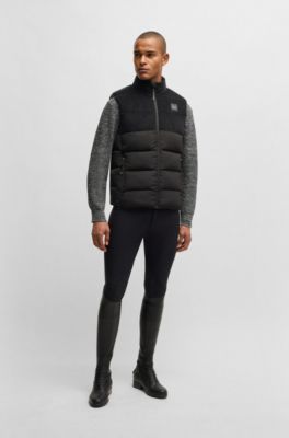 Gilet imbottito impermeabile da equitazione con pannello, Nero