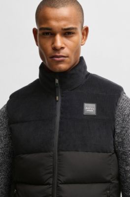 Equestrian waterproof padded gilet with panel , Black