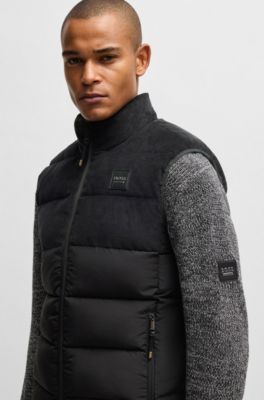 Equestrian waterproof padded gilet with panel , Black