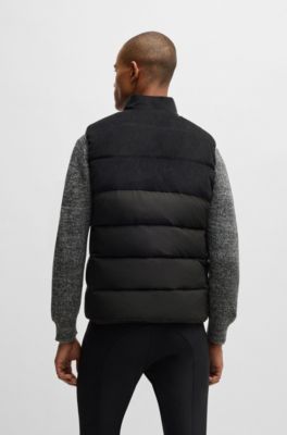 Equestrian waterproof padded gilet with panel , Black