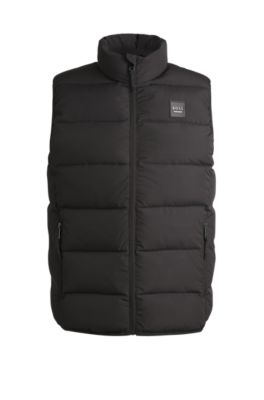 Equestrian waterproof padded gilet with panel , Dark Brown