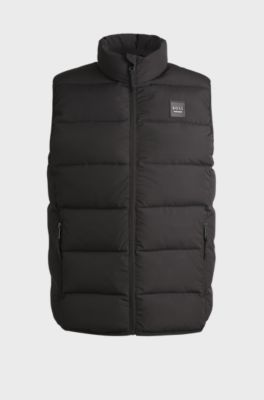 Gilet imbottito impermeabile da equitazione con pannello, Marrone scuro