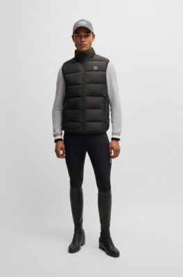 Gilet imbottito impermeabile da equitazione con pannello, Marrone scuro