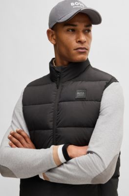 Equestrian waterproof padded gilet with panel , Dark Brown