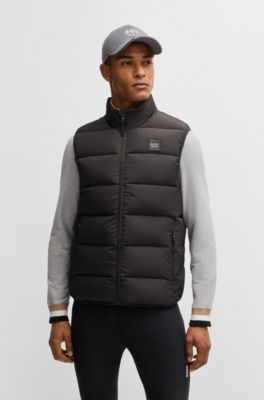 Equestrian waterproof padded gilet with panel , Dark Brown