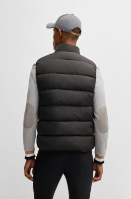 Equestrian waterproof padded gilet with panel , Dark Brown