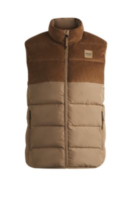 Equestrian waterproof padded gilet with panel , Beige