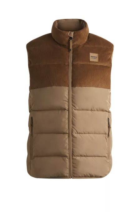 Equestrian waterproof padded gilet with panel
