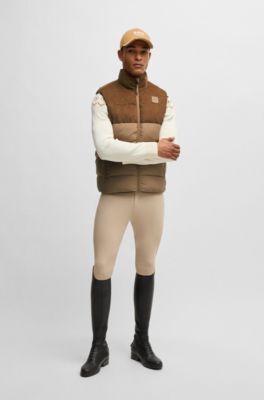 Gilet imbottito impermeabile da equitazione con pannello, Beige