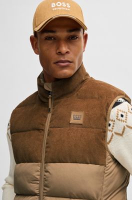 Equestrian waterproof padded gilet with panel , Beige