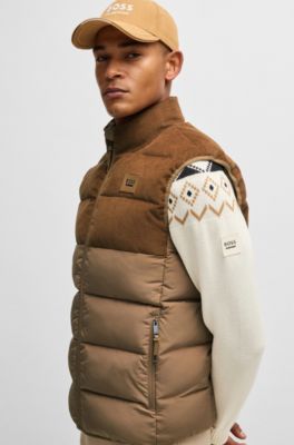 Equestrian waterproof padded gilet with panel , Beige