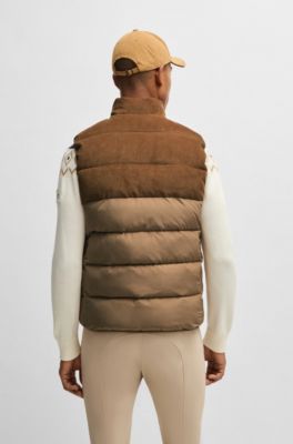 Gilet imbottito impermeabile da equitazione con pannello, Beige