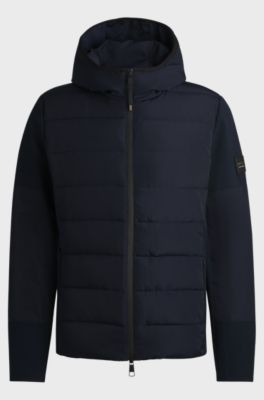 Wasserabweisende, wattierte Reitsport-Hybrid-Jacke, Dunkelblau
