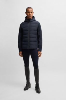 Wasserabweisende, wattierte Reitsport-Hybrid-Jacke, Dunkelblau