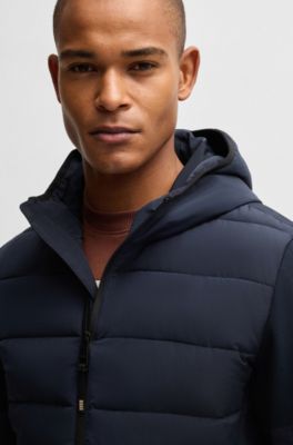 Wasserabweisende, wattierte Reitsport-Hybrid-Jacke, Dunkelblau