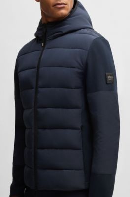 Wasserabweisende, wattierte Reitsport-Hybrid-Jacke, Dunkelblau