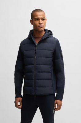 Wasserabweisende, wattierte Reitsport-Hybrid-Jacke, Dunkelblau