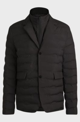 Equestrian blazer-style quilted jacket, Black