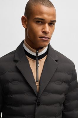 Equestrian blazer-style quilted jacket, Black