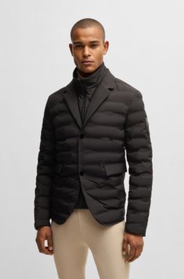 Equestrian blazer-style quilted jacket, Black