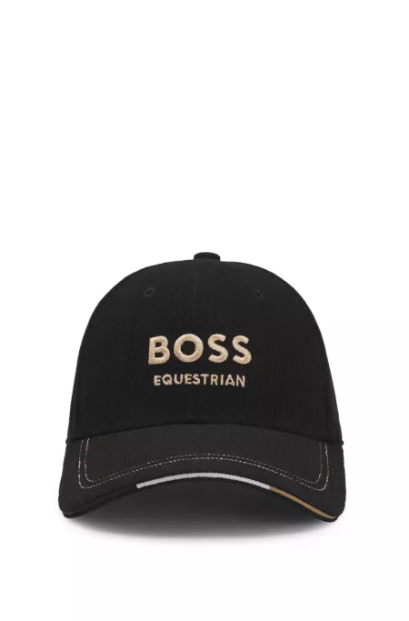 Equestrian logo-embroidered cap in cotton corduroy