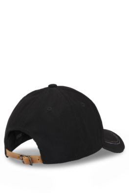 Equestrian logo-embroidered cap in cotton corduroy, Black