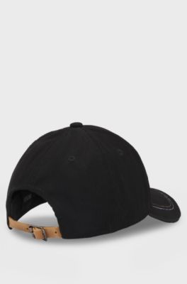 Equestrian logo-embroidered cap in cotton corduroy, Black