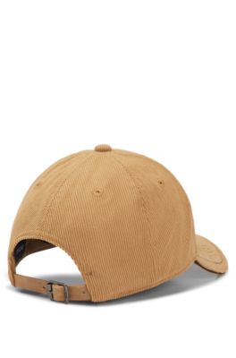 Equestrian logo-embroidered cap in cotton corduroy, Beige
