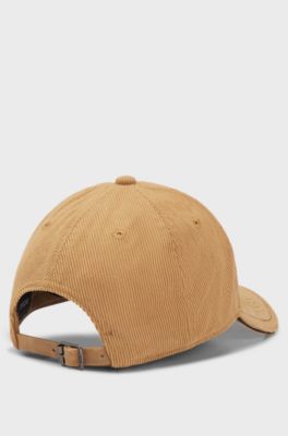Equestrian logo-embroidered cap in cotton corduroy, Beige