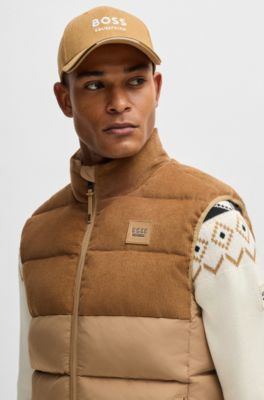 Reitsport-Cap aus Baumwoll-Cord mit Logo-Stickerei, Beige